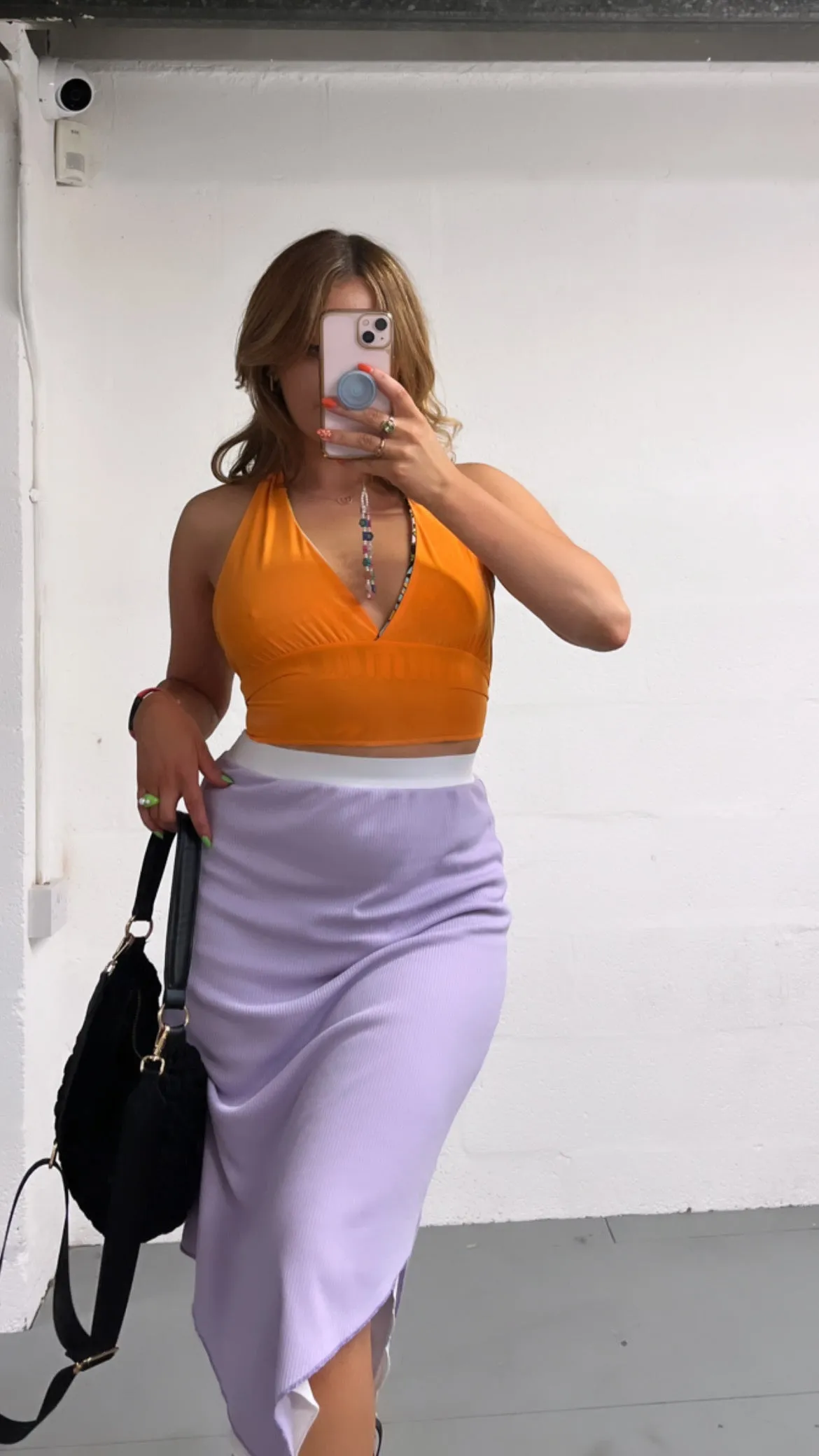 LILAC/WHITE REVERSIBLE POINTED HEM SKIRT