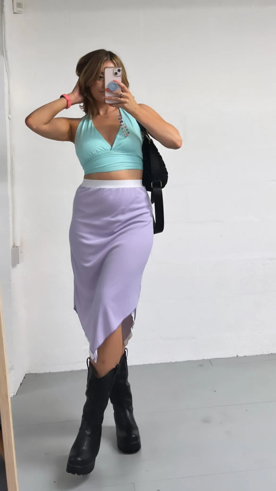 LILAC/WHITE REVERSIBLE POINTED HEM SKIRT