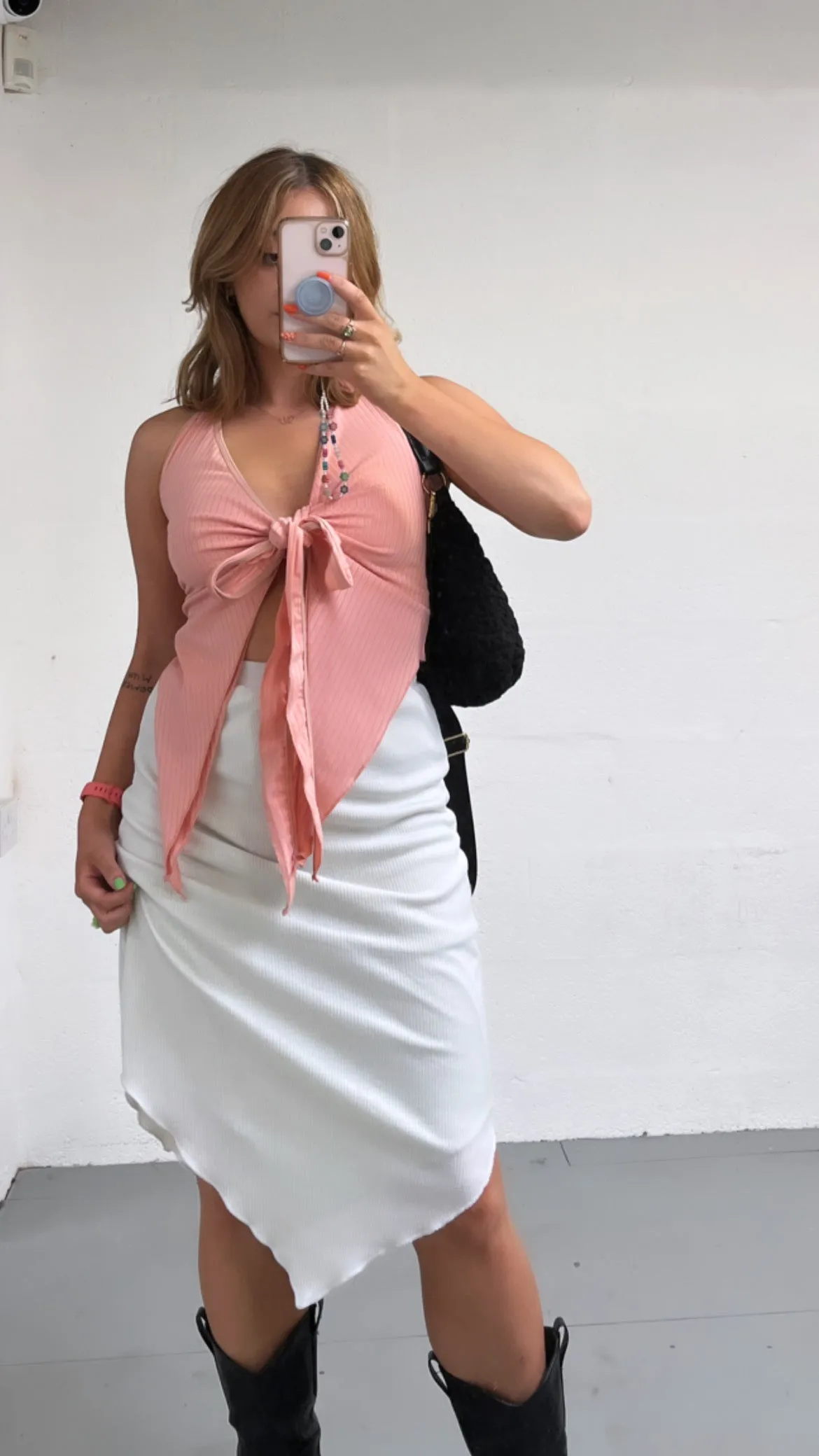 LILAC/WHITE REVERSIBLE POINTED HEM SKIRT