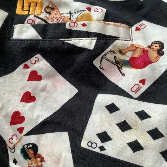 LOUDMOUTH Golf Skort Skirt Pin-Up Girls Card Shark Print US 12 Resort Wear