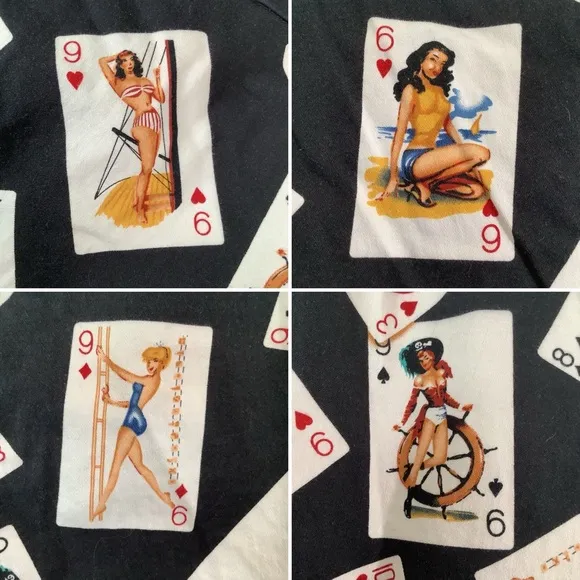 LOUDMOUTH Golf Skort Skirt Pin-Up Girls Card Shark Print US 12 Resort Wear