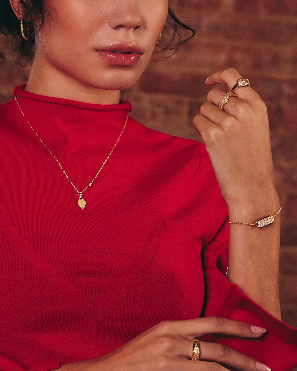 Louise Stationed CZ & Pointed Pendant Necklace