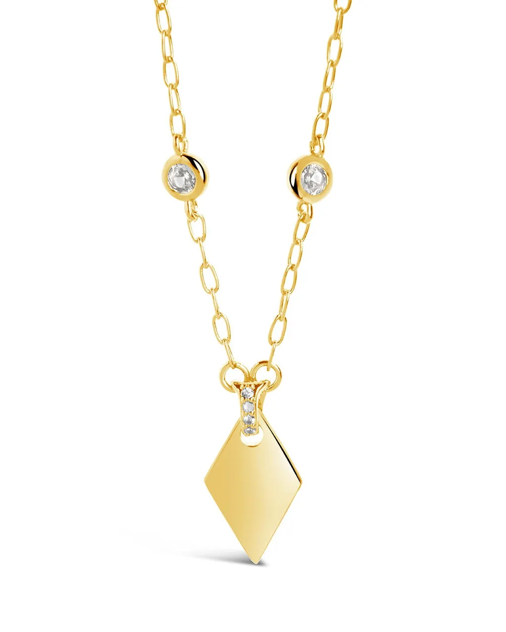 Louise Stationed CZ & Pointed Pendant Necklace
