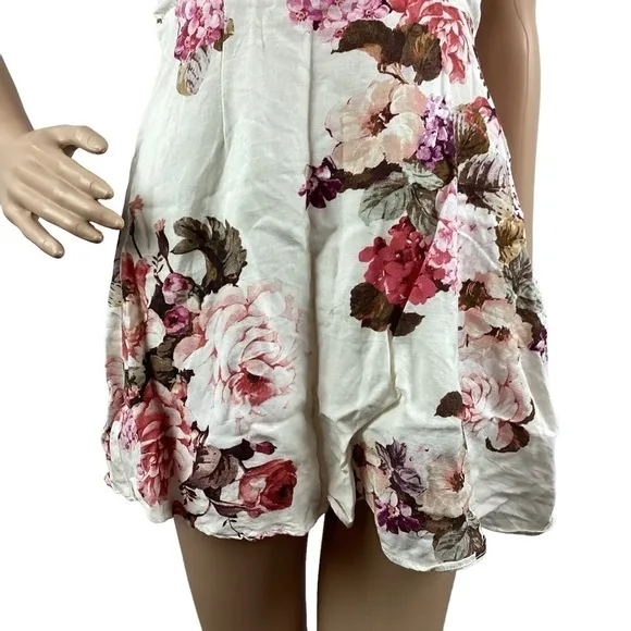 LPA Dress 251 in Bouquet Size XS White Floral Puff Sleeve