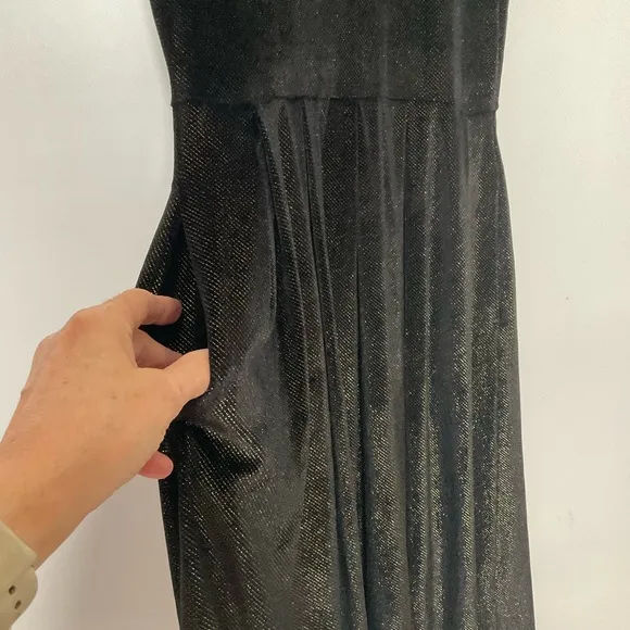 LuLaRoe Elegant Collection Amelia Velvet Iridescent Black Gold Shimmer Dress MD