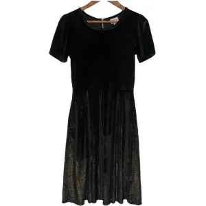 LuLaRoe Elegant Collection Amelia Velvet Iridescent Black Gold Shimmer Dress MD