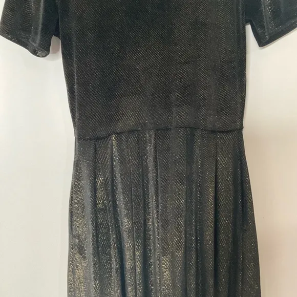 LuLaRoe Elegant Collection Amelia Velvet Iridescent Black Gold Shimmer Dress MD