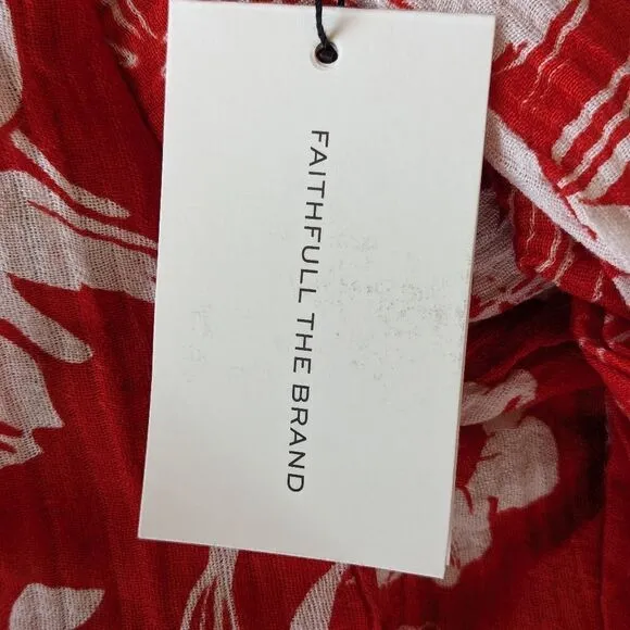Lulu Linen Flax Camara Tropical Floral Print Maxi Faux Wrap Sarong Sz L NWT