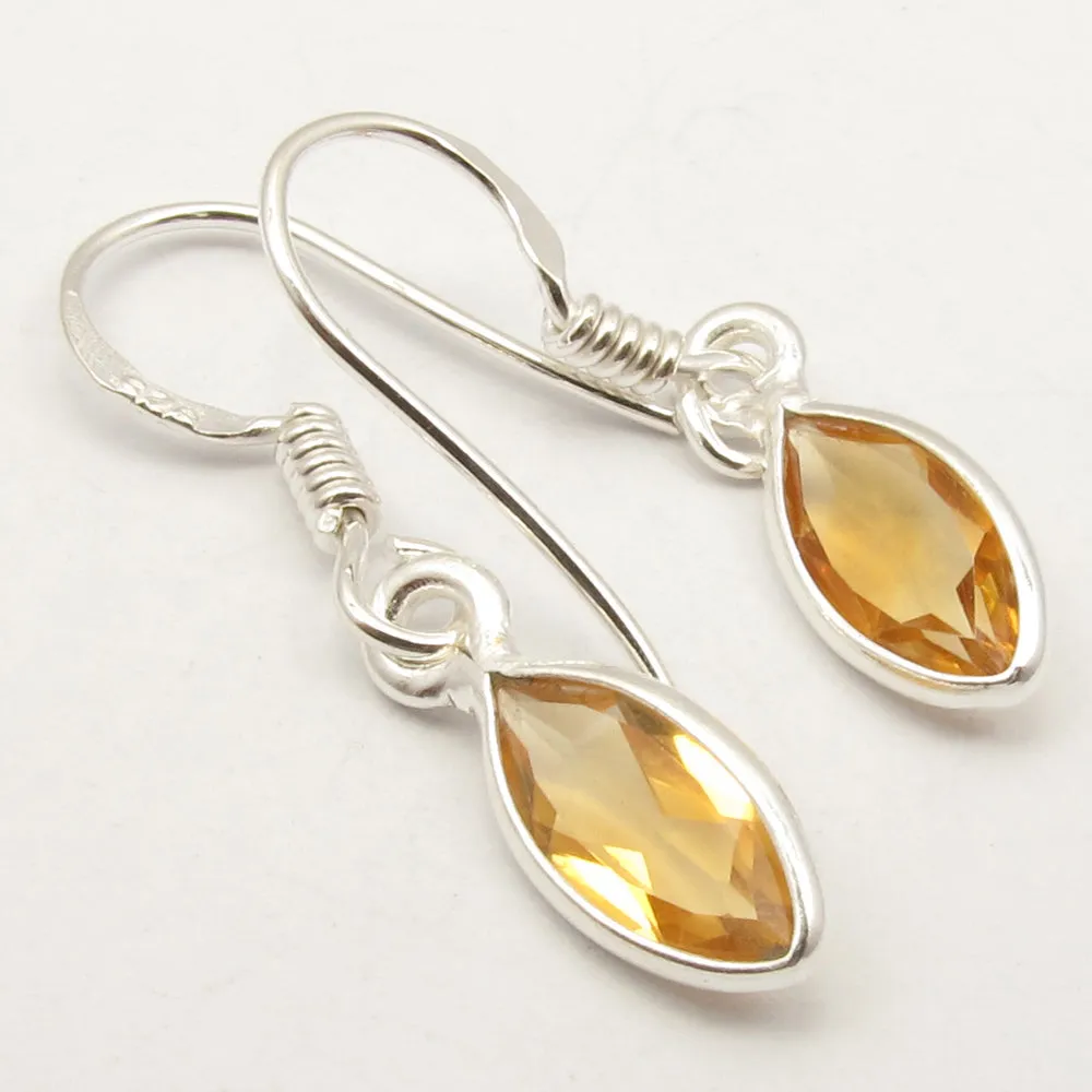 Marquise Citrine 925 Sterling Silver Dangle Earrings