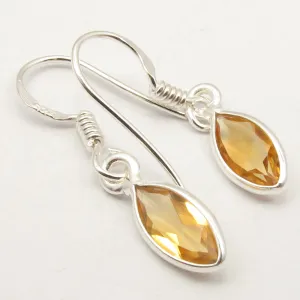 Marquise Citrine 925 Sterling Silver Dangle Earrings