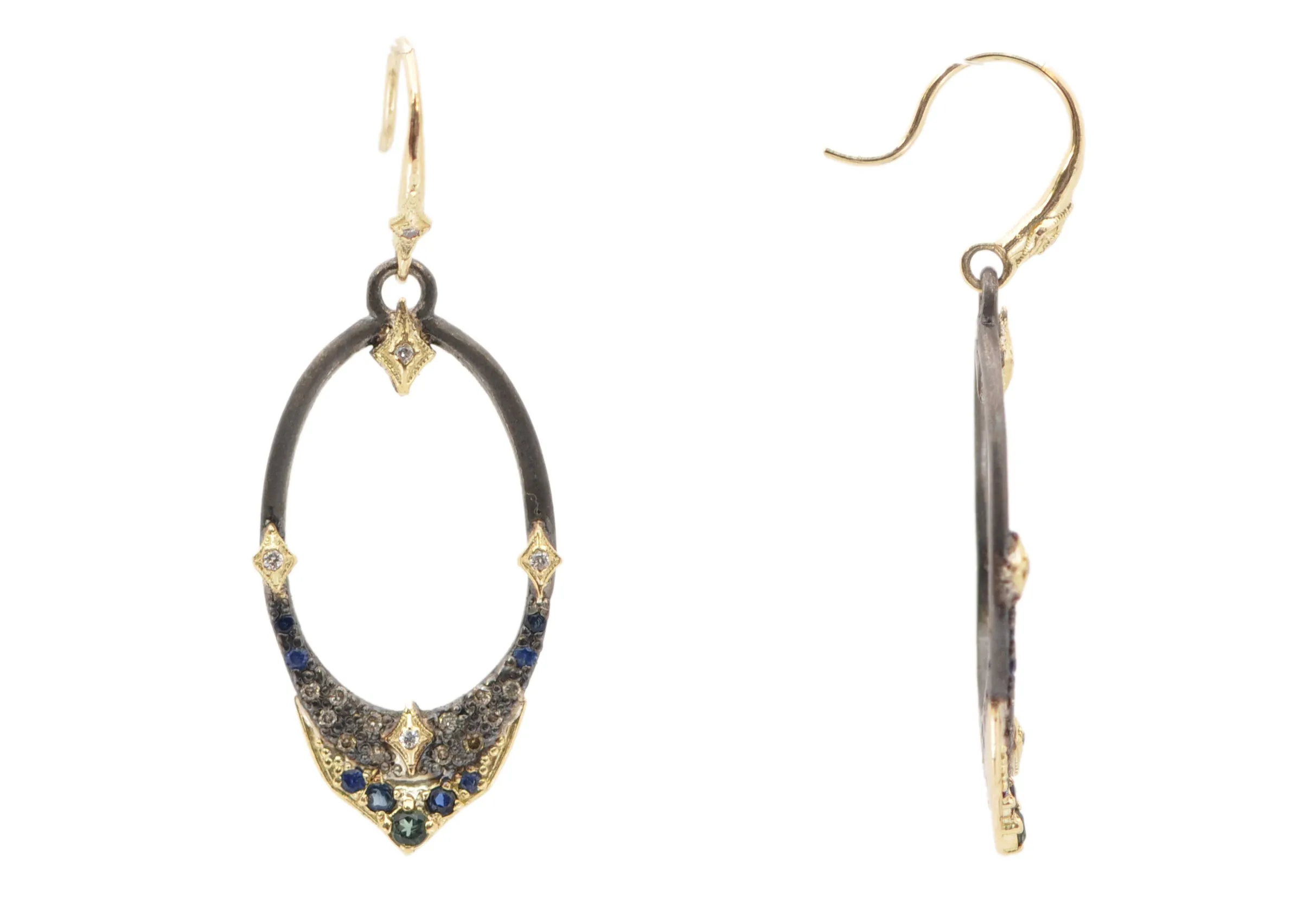 MEDIUM ELONGATED POINTED OVAL DROP EARRINGS
