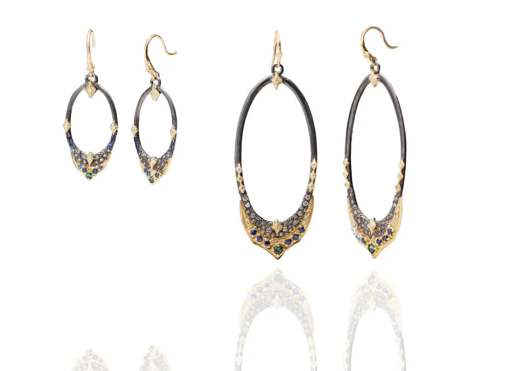 MEDIUM ELONGATED POINTED OVAL DROP EARRINGS