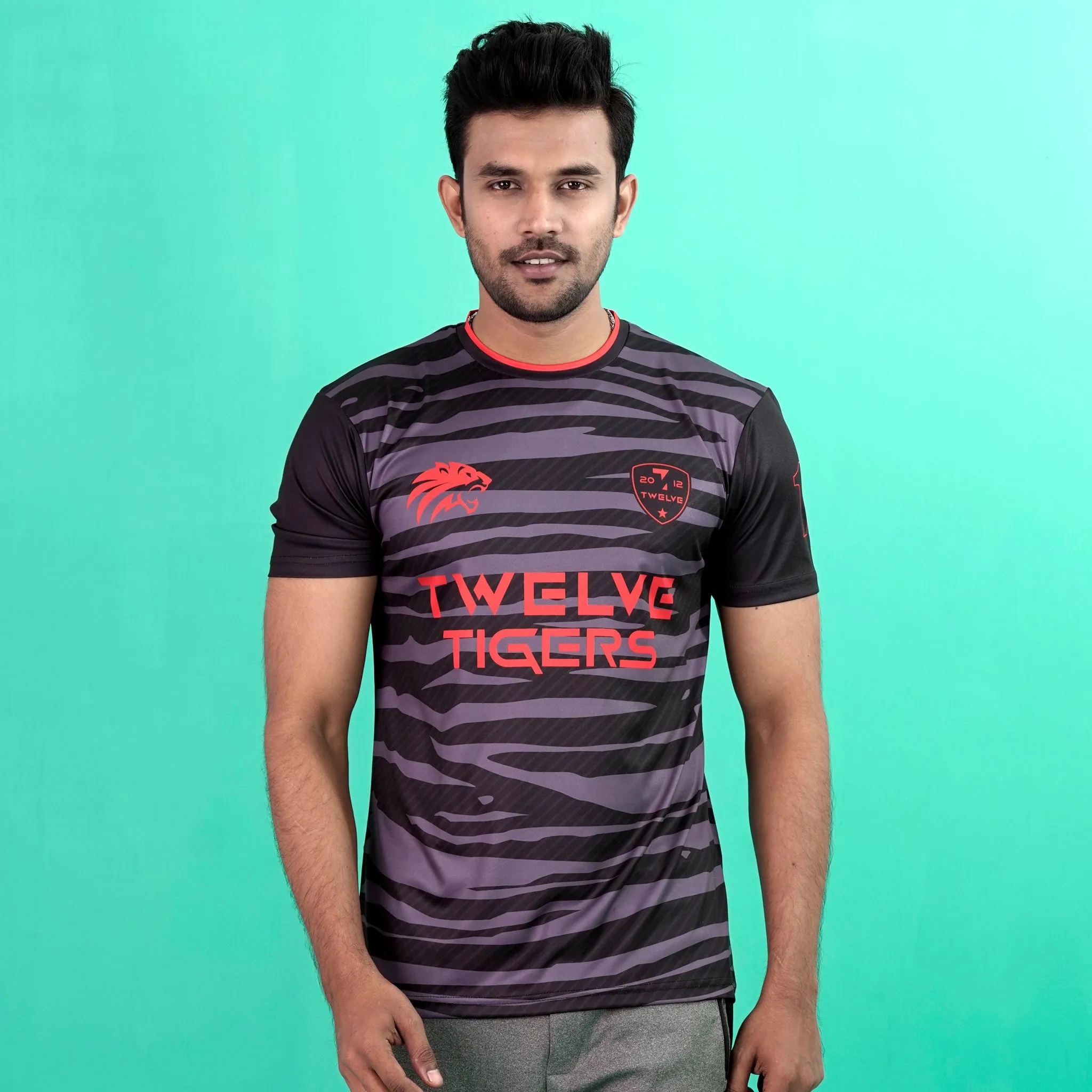Mens Black Active Print T-Shirt