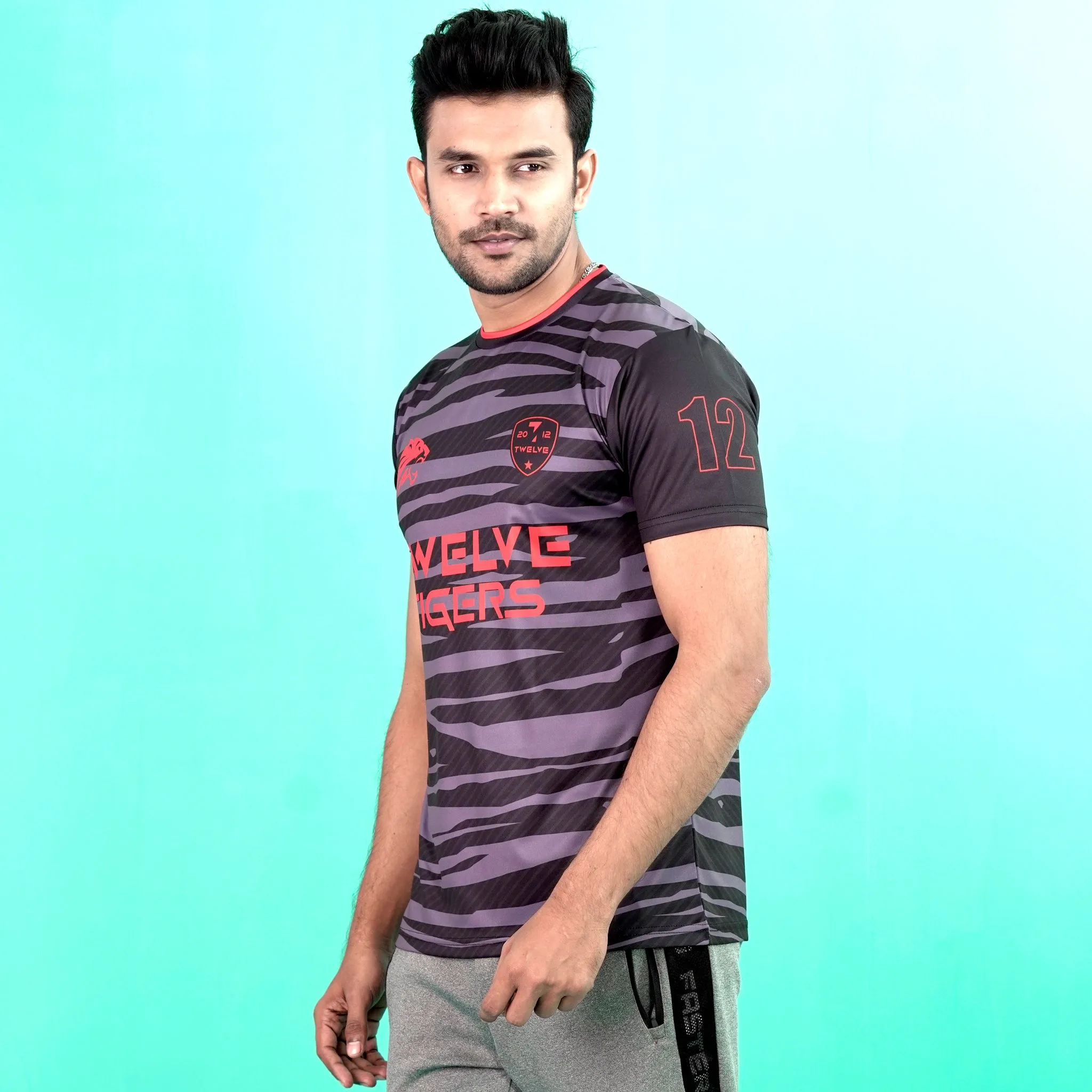 Mens Black Active Print T-Shirt