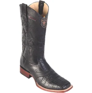 Men’s Los Altos Caiman Belly Boots With Saddle Wide Square Toe