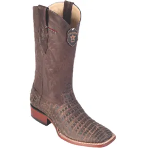 Men’s Los Altos Greasy Caiman Belly Boots Wide Square Toe