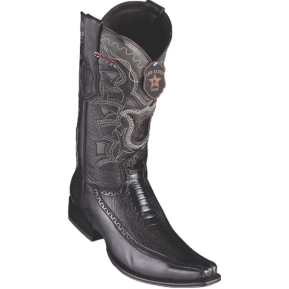 Men’s Los Altos Ostrich Leg & Deer Boots European Square Toe