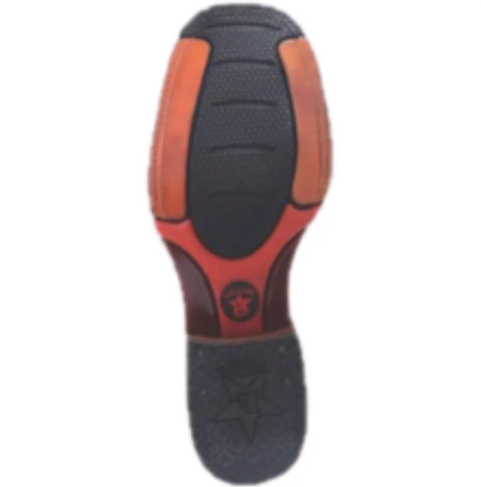 Men’s Los Altos Ostrich Leg Boots With Saddle Wide Square Toe (Rubber Sole)