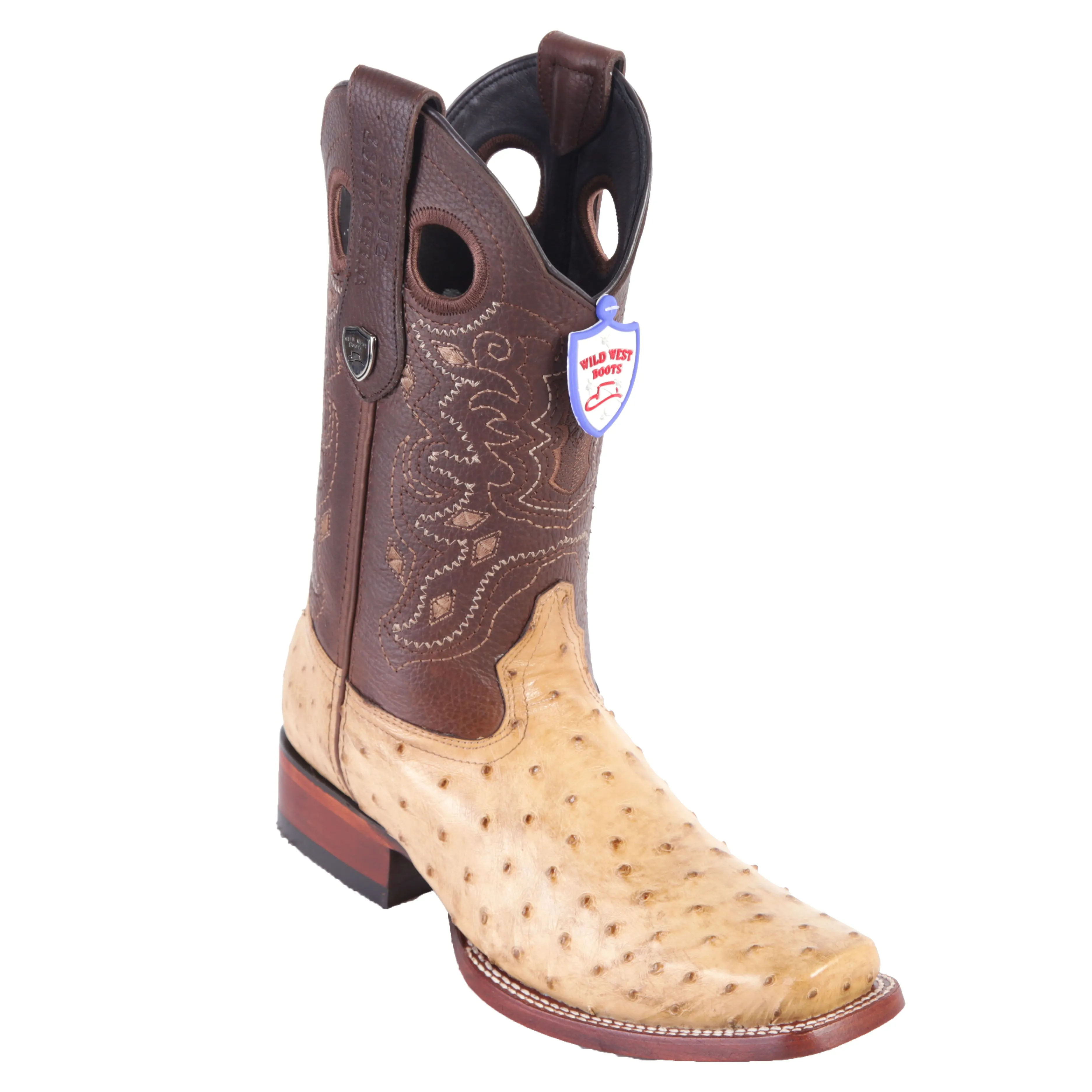 Men's Wild West Ostrich Boots Square Toe