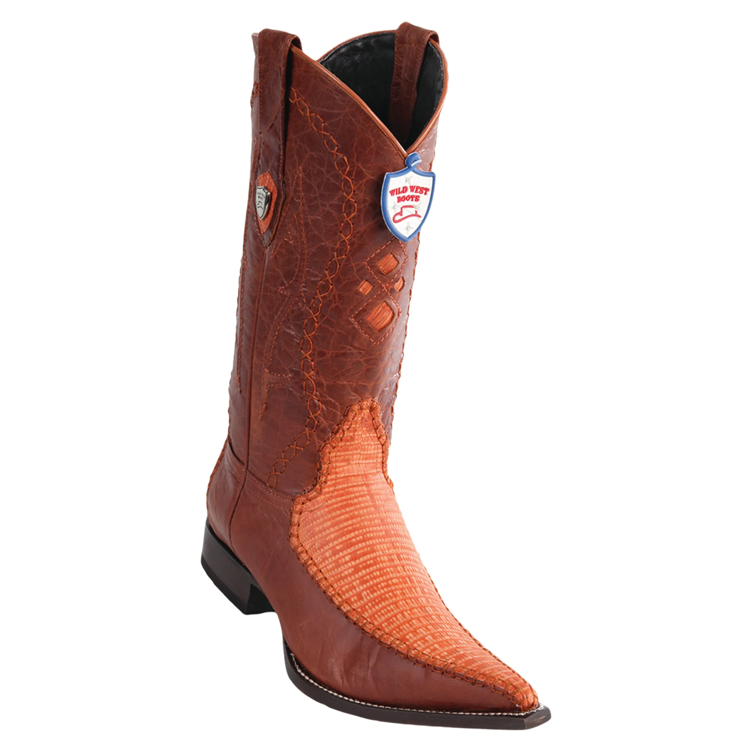 Men's Wild West Teju Lizard With Deer Boots 3x Toe