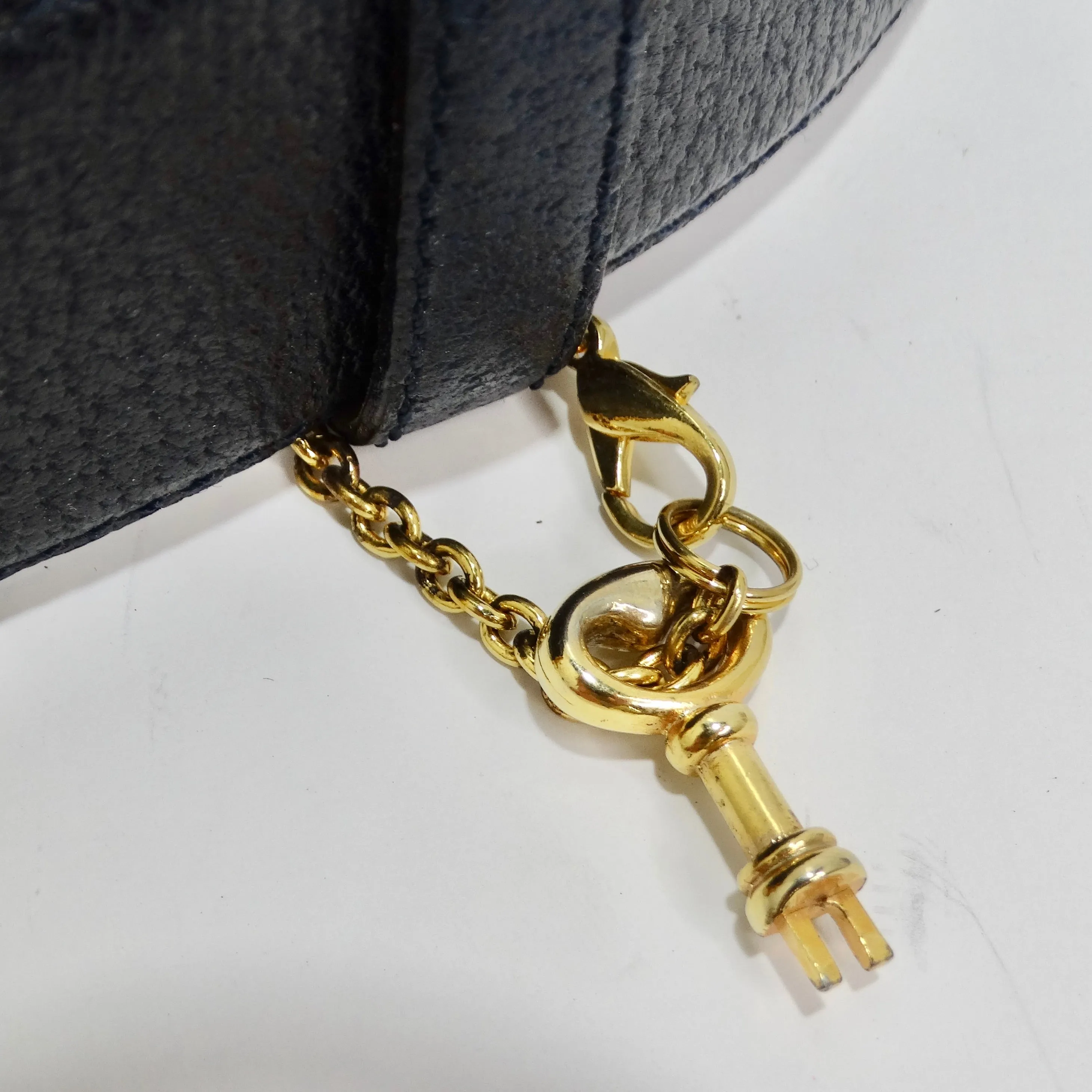 Moschino 90s Navy Leather Key Lock Belt