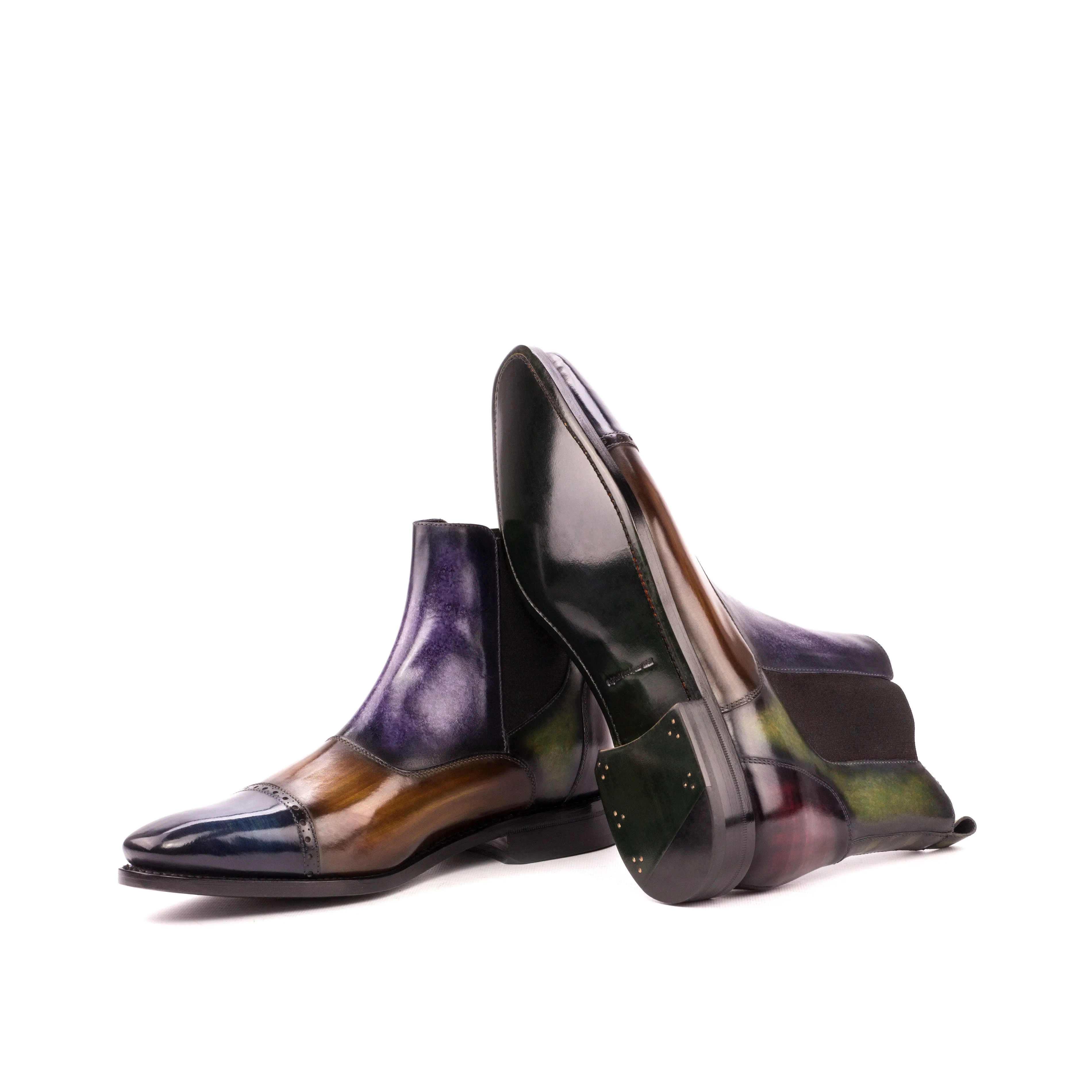 Multi-Patterned Patina Chelsea Boots