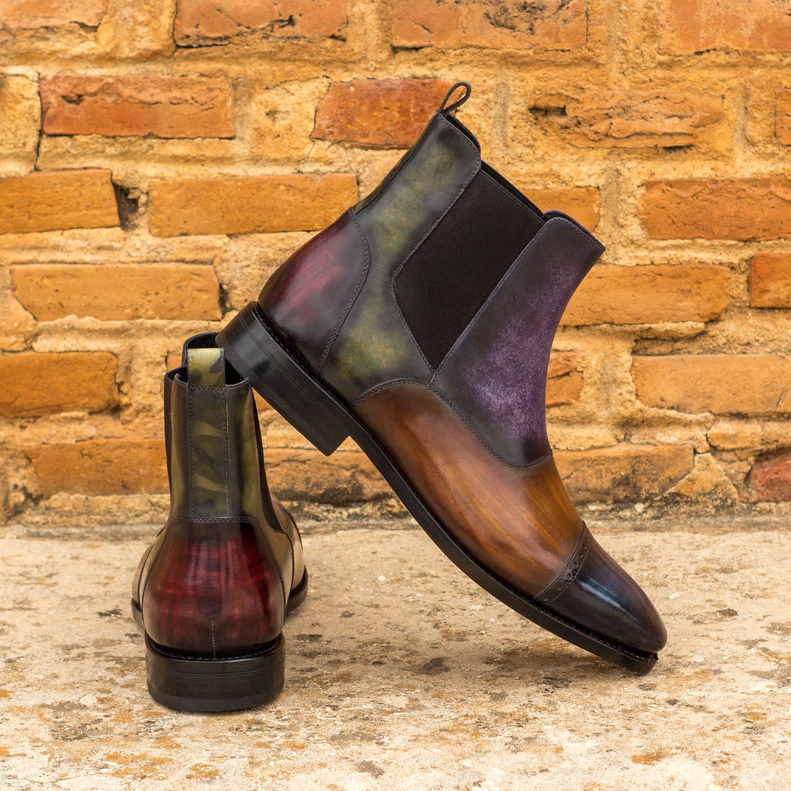 Multi-Patterned Patina Chelsea Boots