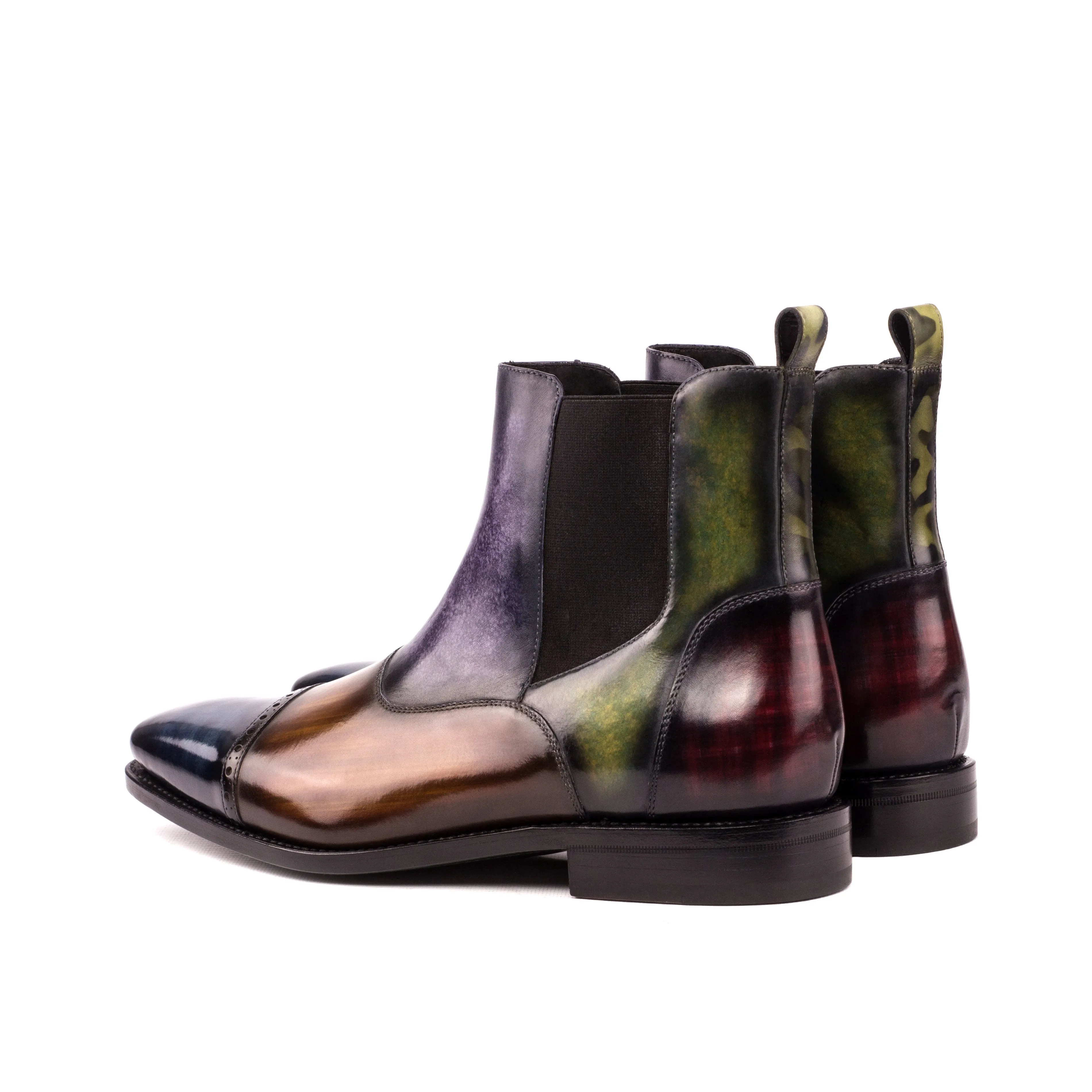 Multi-Patterned Patina Chelsea Boots
