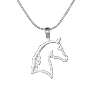 my shape Silver Plated Cut Horse Head Necklaces Best for Cowgirl Teen Girls Equestrian Birthday Gift Jewelry for Horse Lovers