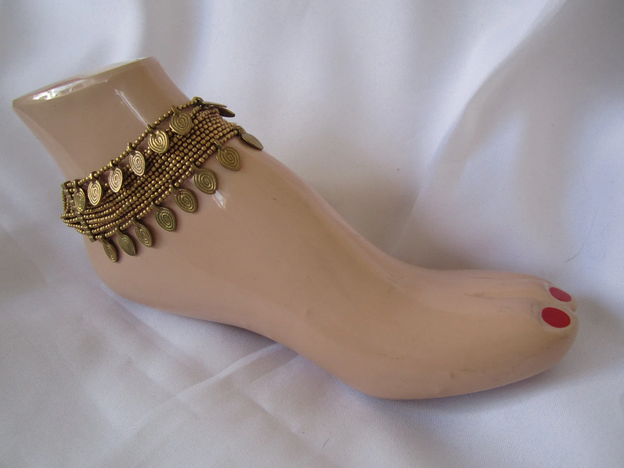 Naga India Anklet "Double Bead" Anklet Brass