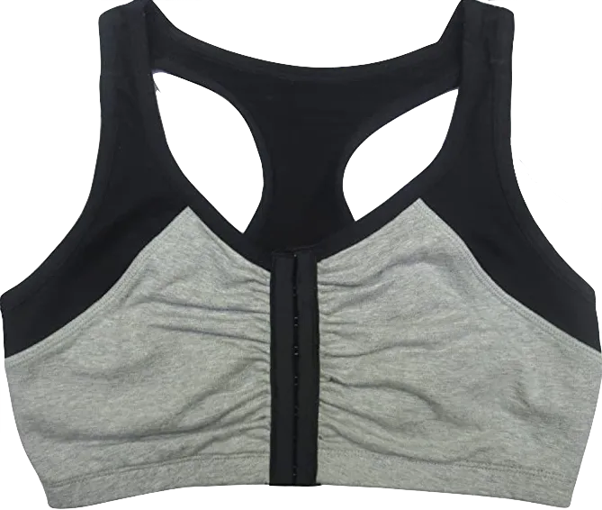 New Fruit of the Loom Women's Front Close Racerback Bra in Black & Grey, Sz 34!
