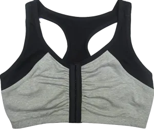 New Fruit of the Loom Women's Front Close Racerback Bra in Black & Grey, Sz 34!