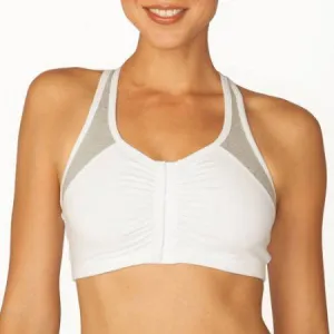 New Fruit of the Loom Women's Front Close Racerback Bra in White & Grey, Sz 34!