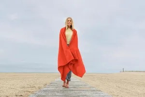 New MV Sport Oversized Sweatshirt Blanket – Fleece Knit Throw in Coral with Jane Street Logo Retails $122 