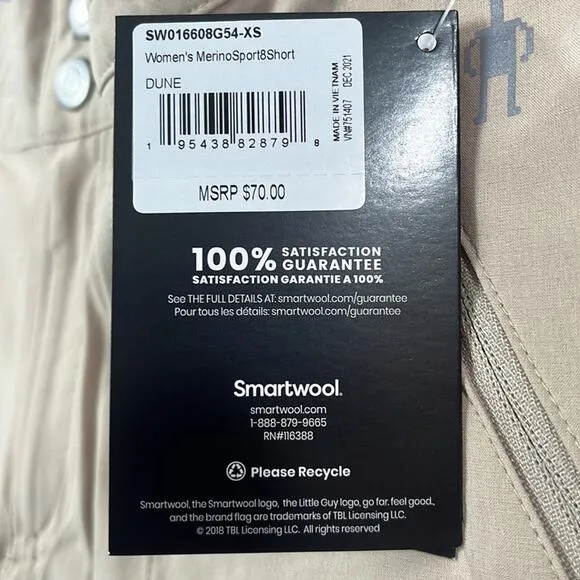 NEW Smartwool XS Womens Tan Khaki Merino Sport Shorts 8&quot; Inseam Merino Wool