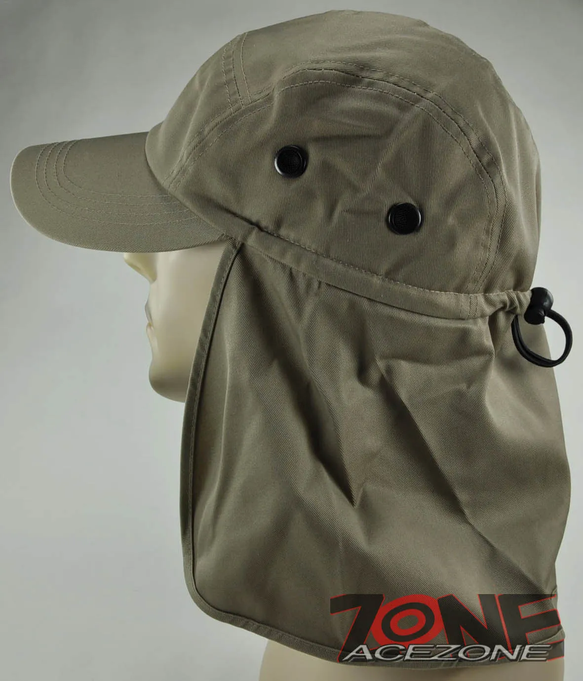 NEW UV SHIELD OUTDOOR SUN PROTECTION EARFLAP SPORT CAP HAT DARK KHAKI