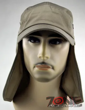 NEW UV SHIELD OUTDOOR SUN PROTECTION EARFLAP SPORT CAP HAT DARK KHAKI