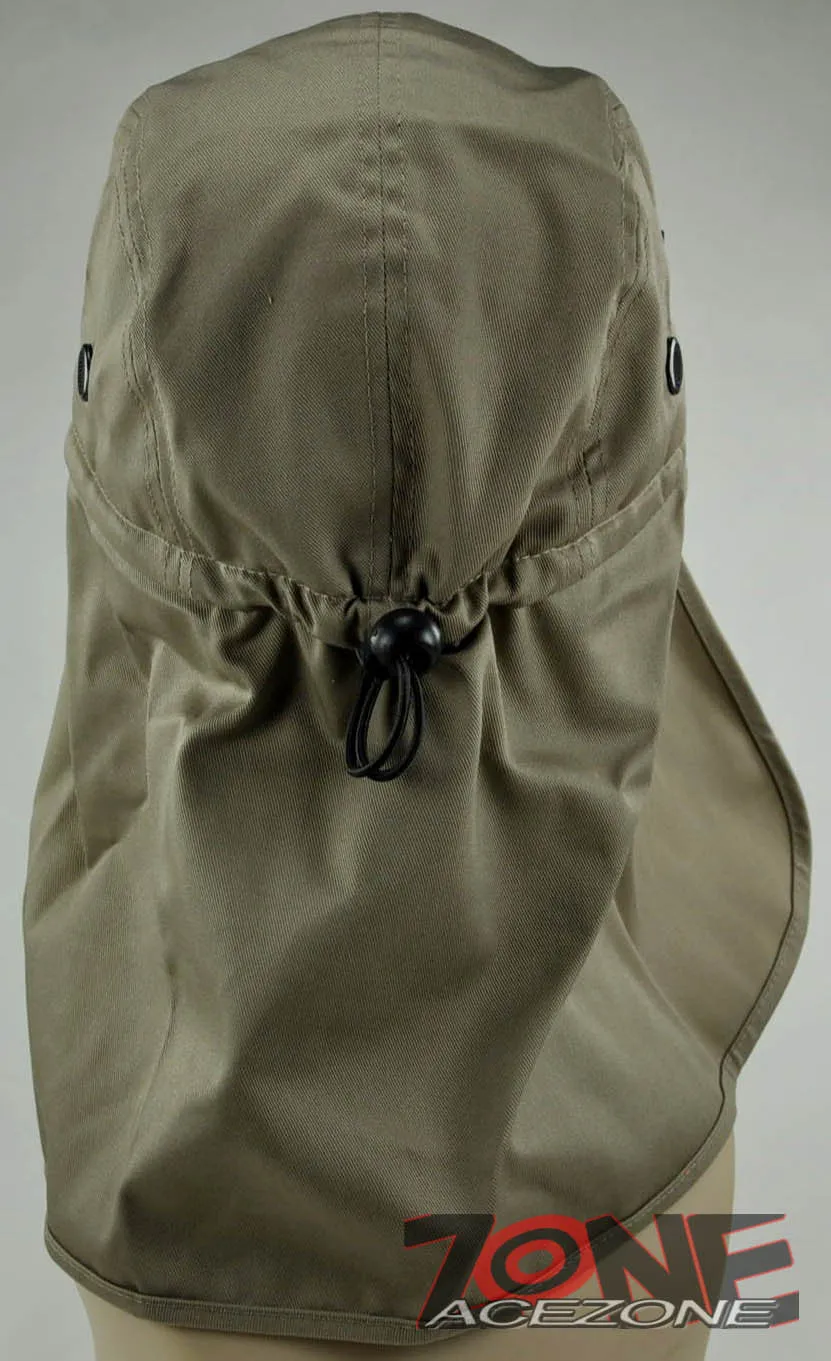 NEW UV SHIELD OUTDOOR SUN PROTECTION EARFLAP SPORT CAP HAT DARK KHAKI