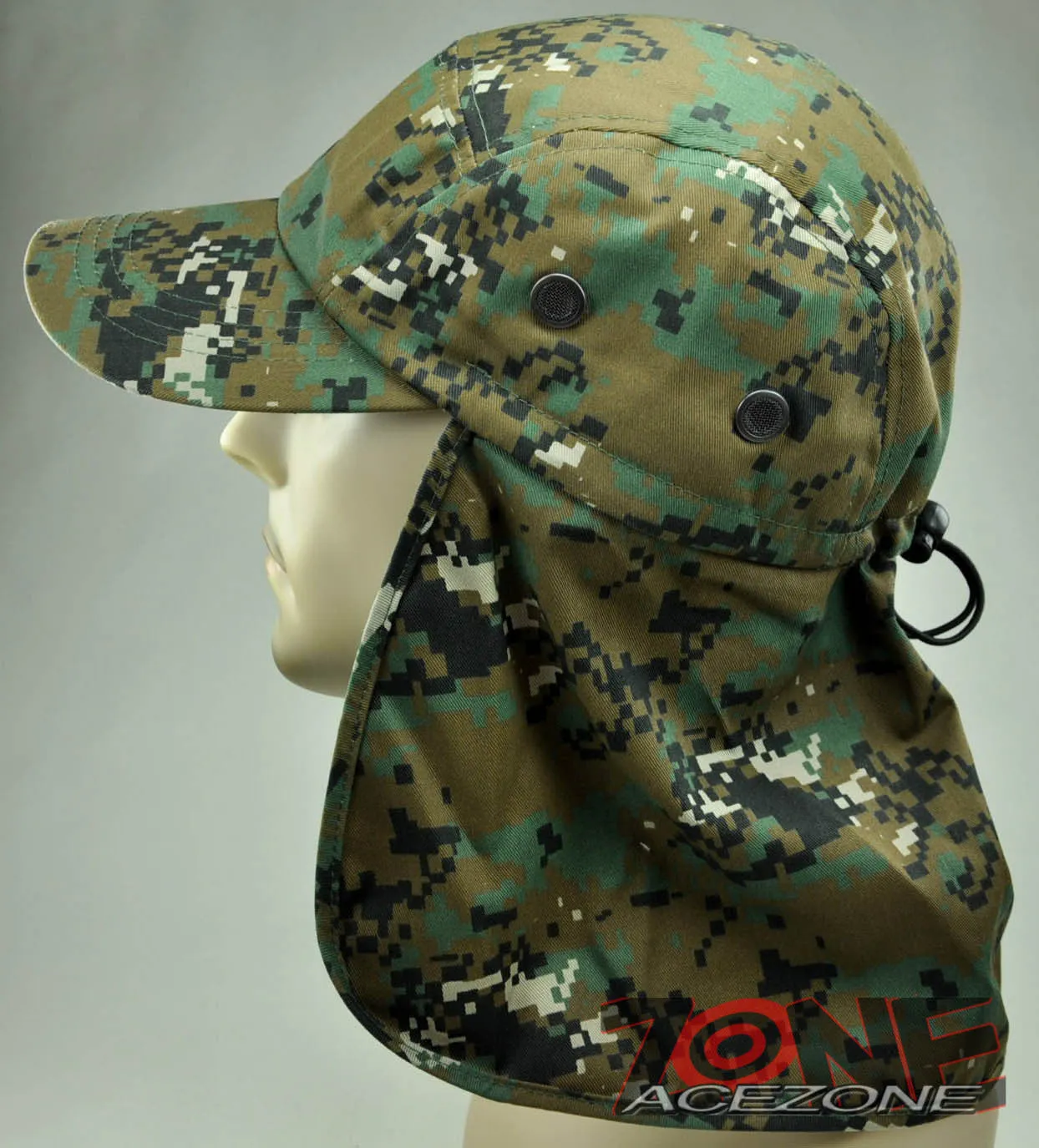 NEW UV SHIELD OUTDOOR SUN PROTECTION EARFLAP SPORT CAP HAT DIGITAL GREEN CAMO
