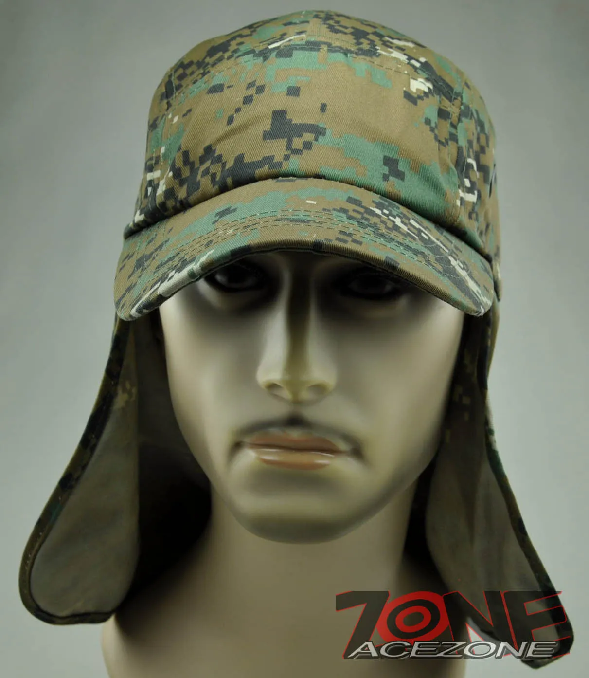 NEW UV SHIELD OUTDOOR SUN PROTECTION EARFLAP SPORT CAP HAT DIGITAL GREEN CAMO
