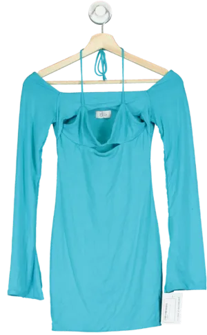 Oh Polly Aqua Long Sleeve Mini Dress UK 8