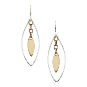 Oval Ring with Hanging Leaf Wire Earrings