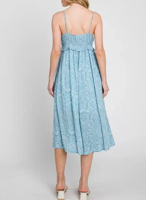 Paisley Skies Twin Pocket Camisole Midi Dress