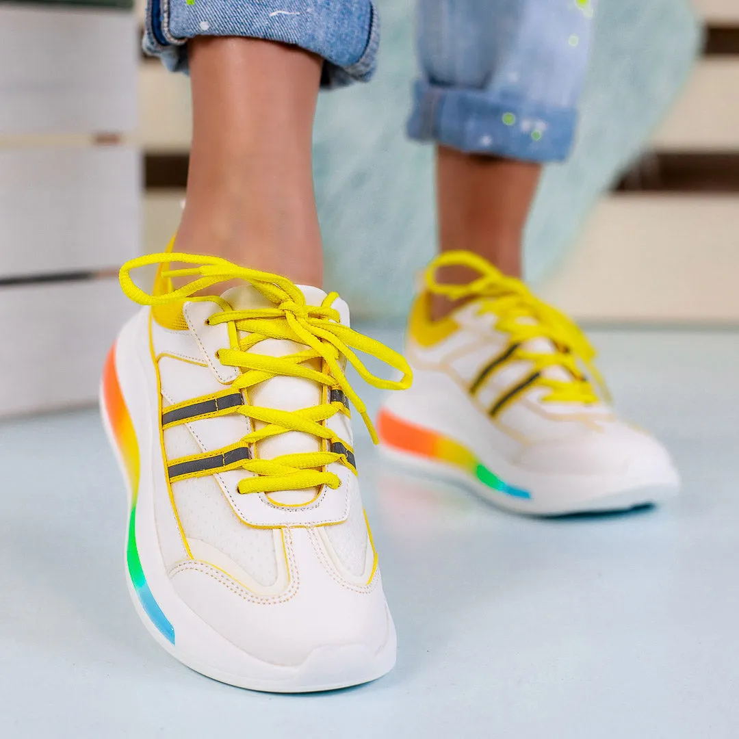 Pantofi sport Feel - White/Yellow
