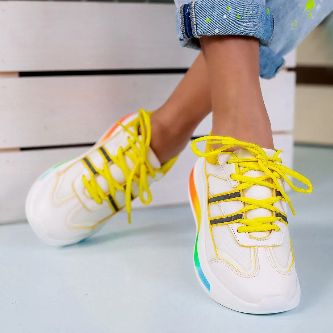 Pantofi sport Feel - White/Yellow