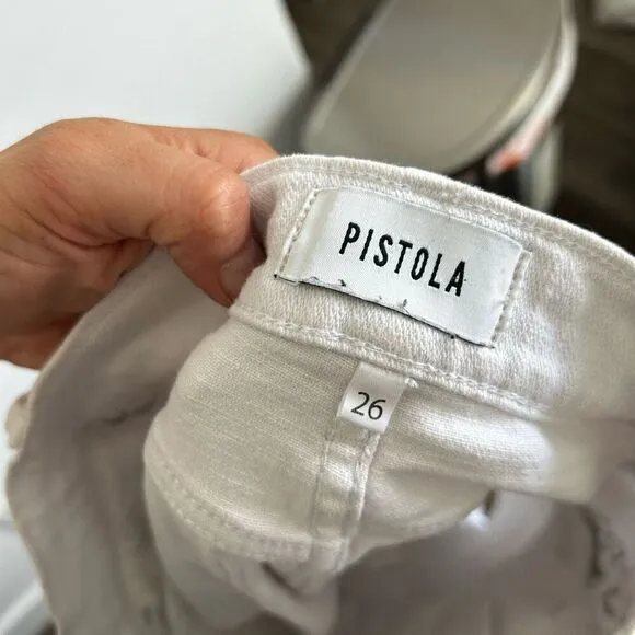Pistola Revilve Stretch Raw Hem Cut-Off Shorts White Denim Light Wash Size 26