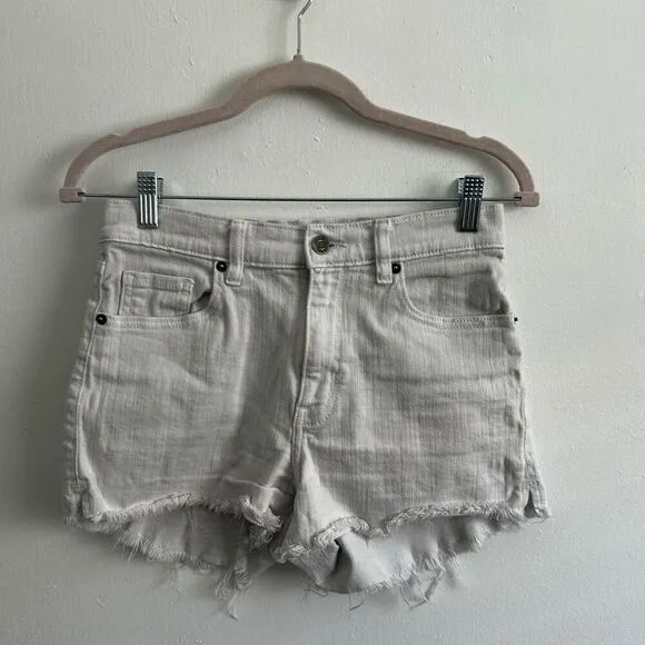 Pistola Revilve Stretch Raw Hem Cut-Off Shorts White Denim Light Wash Size 26