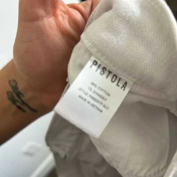 Pistola Revilve Stretch Raw Hem Cut-Off Shorts White Denim Light Wash Size 26