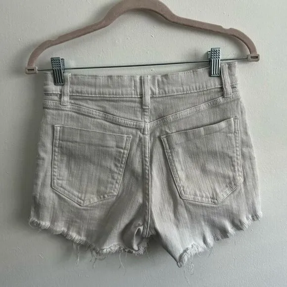 Pistola Revilve Stretch Raw Hem Cut-Off Shorts White Denim Light Wash Size 26