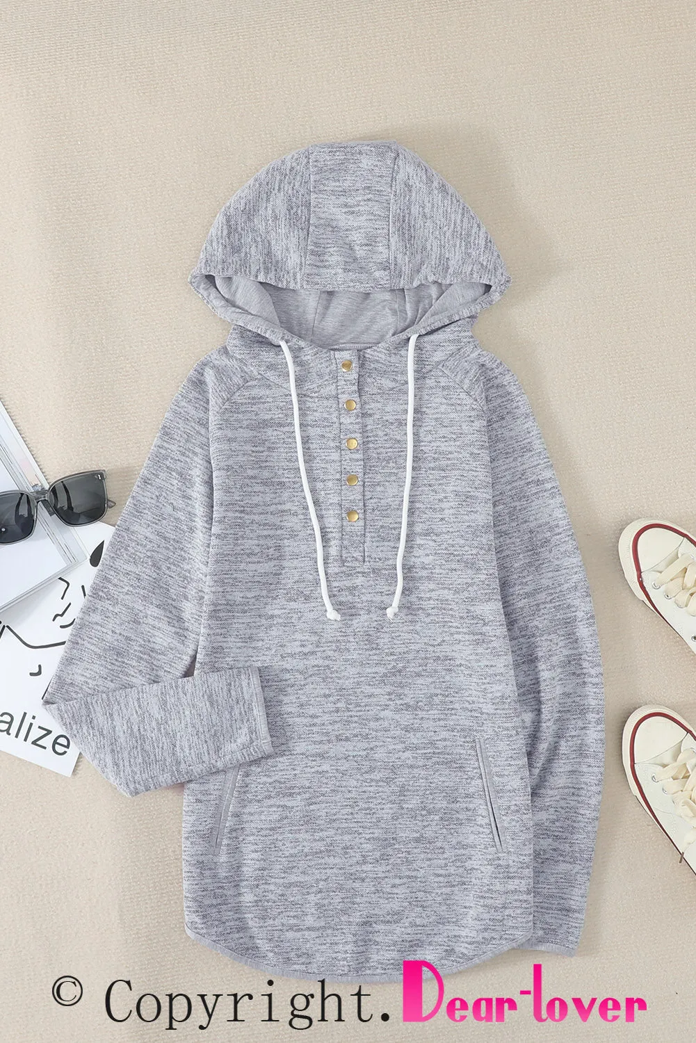 Pocket Design Buttoned Casual Hoodie